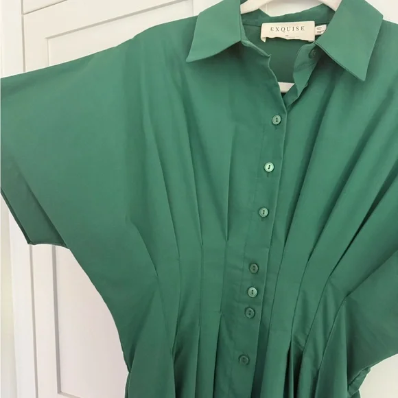 THE TOBIE BUTTON-FRONT PLEATED SHIRT DRESS BY EXQUISE - Picture 4 of 6